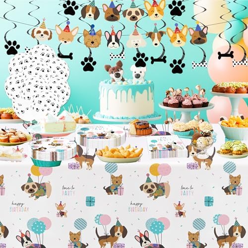 Dog Birthday Decorations Tablecloth Set 3 Pack 86x55in