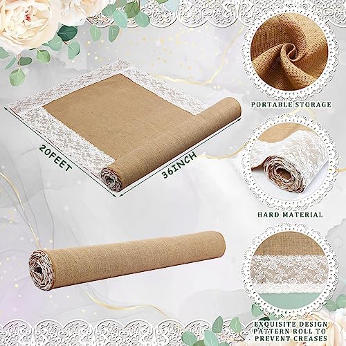 Preboun Natural Burlap Wedding Runner 3ft x 20ft Aisle Decor