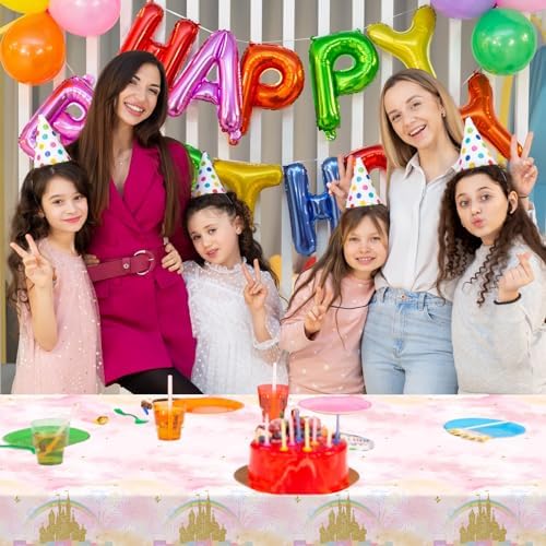 Avezano 3 Pcs Princess Castle Tablecloth for Birthday Parties
