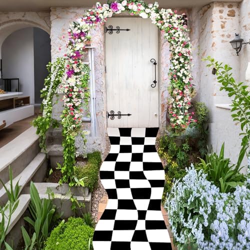 Preboun Halloween Aisle Runner Checkerboard Rug