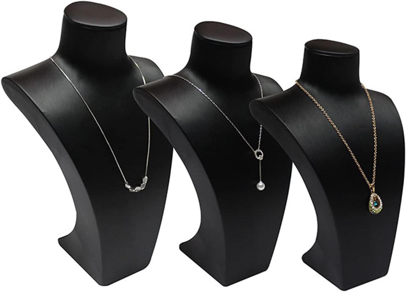 Black Leather Jewelry Display Stand for Necklace and Pendant