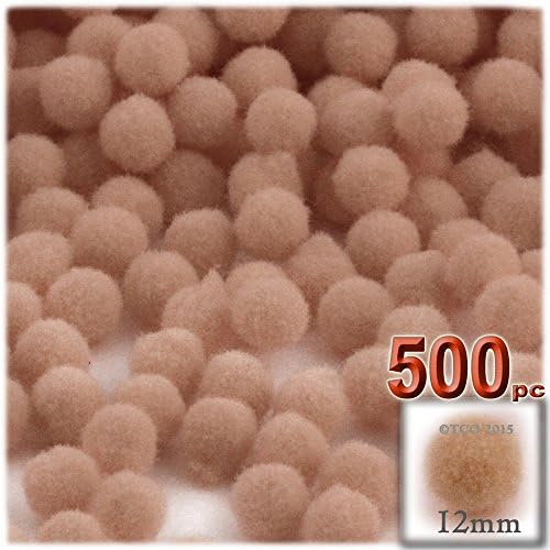 The Crafts Outlet 500-Piece Acrylic Pom Poms 12mm Tan