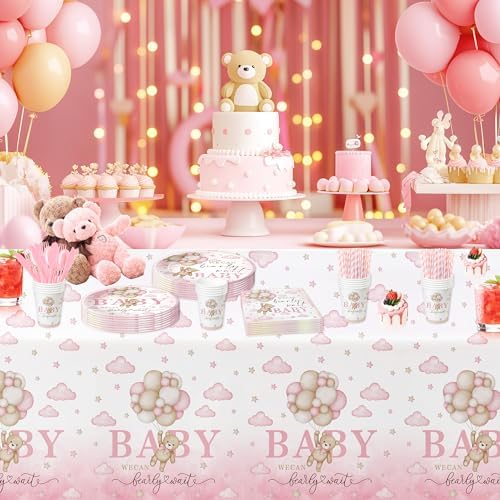 Pink Bear Baby Shower Tablecloths 3 Pack 54in x 108in