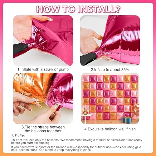 HOMEZZO Champagne Pink Balloon Wall Backdrop - 50PCS Double Sided Foil Balloons for Birthday Decor