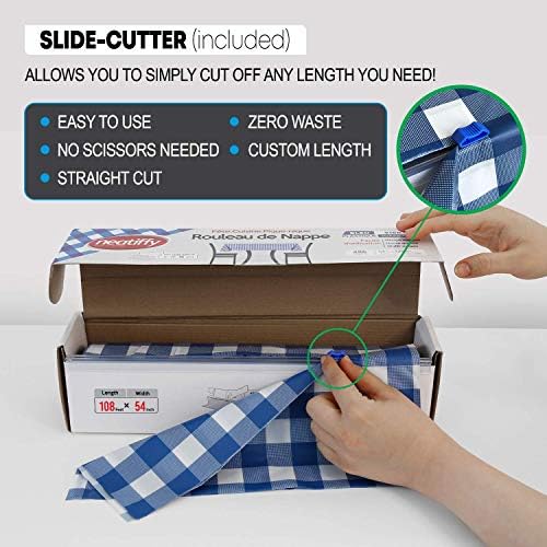 Neatiffy Blue Gingham Tablecloth Roll 54 in x 108 ft