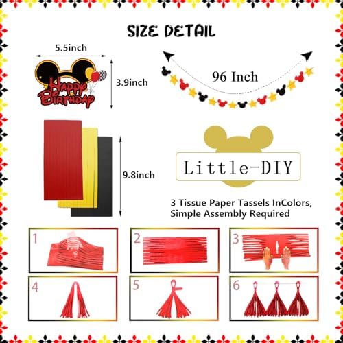 PRATYUS Mickey Birthday Decor Kit for Kids Party Supplies