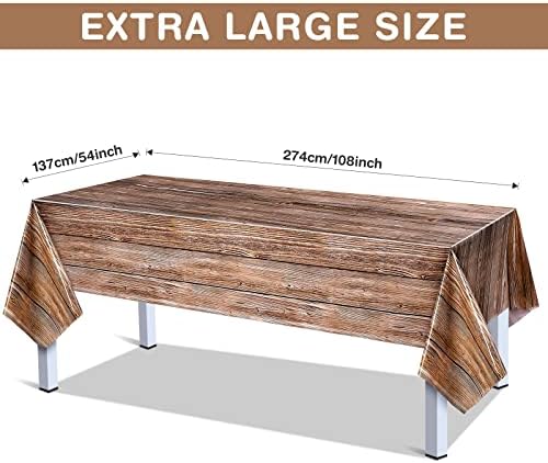 Tatuo 12-Pack Rustic Plastic Table Covers with Wood Grain
