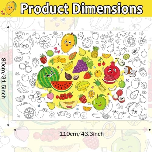 ZOIIWA Giant Summer Fruit Coloring Poster for Kids
