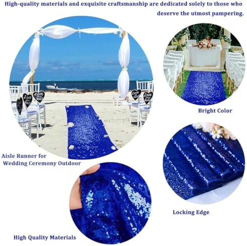 Royal Blue Sequin Aisle Runner 3FTx15FT Wedding Carpet