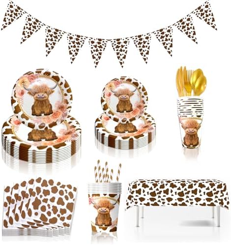 Highland Cow Party Decorations 92 Pcs Set