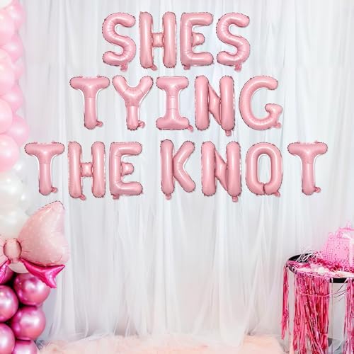 Merrystorm Shes Tying the Knot Foil Balloon Banner Pink Wedding Decorations