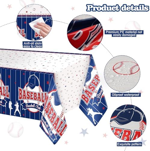 YUNVI 4 Pcs Baseball Party Decor Kit