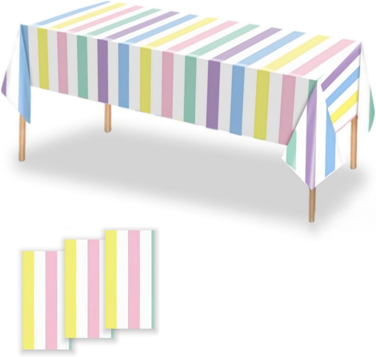 OQOQ Colorful Striped Tablecloths 3 Pack 54x108 Inches