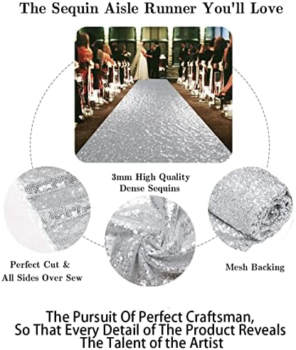 Elegant Sequin Aisle Runner for Weddings 4x15FT Sparkling Silver Walkway Carpet