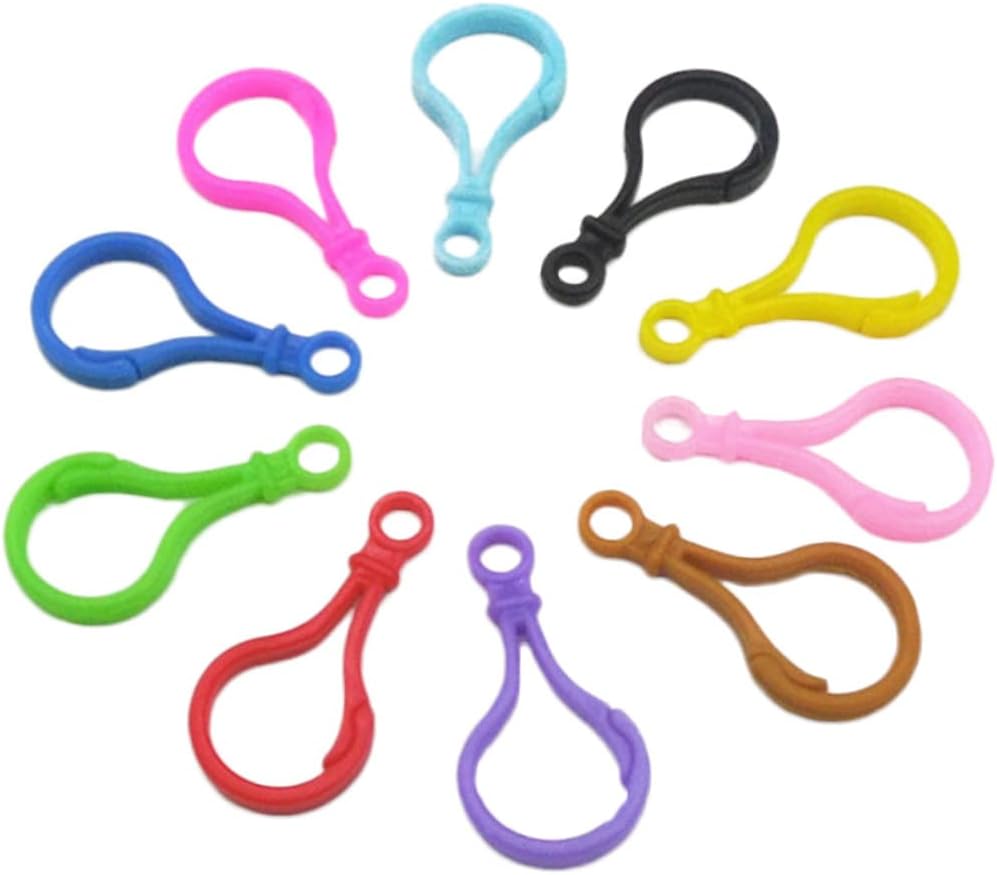 50pcs Assorted Color Acrylic Keyring Clasps for DIY Crafting and Party Favors