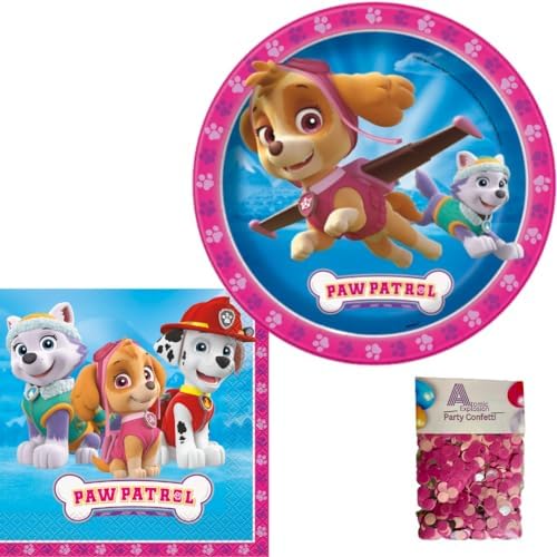 Unique Skye Paw Patrol Party Set with 16 Plates and Napkins
