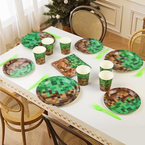 Pixel Gaming Party Supplies Set 100 PCS for 20 Guests