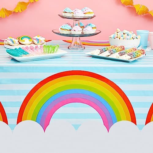 Juvale Rainbow Tablecloth 3-Pack for Birthday Decorations