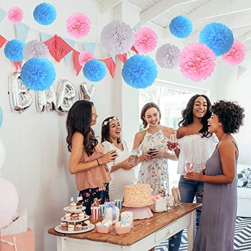 10pcs DIY Decorative Tissue Paper Pom Poms Flowers Ball for Party Wedding Home Outdoor Decoration White