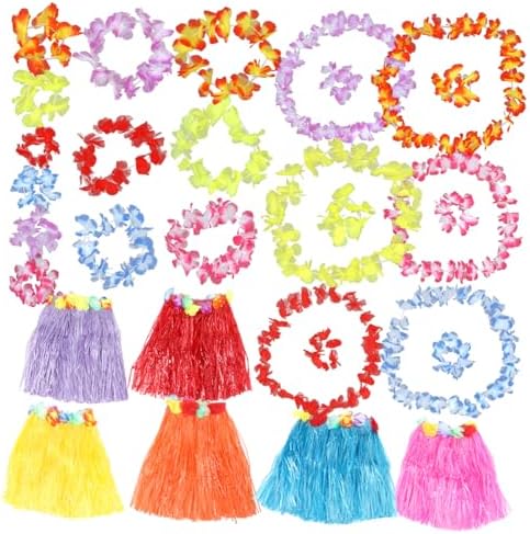 Zerodeko Hawaiian Luau Party Skirt Set for Adults
