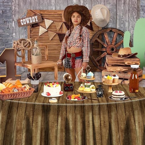 3 Pcs Wood Grain Tablecloths for Western Party Decorations