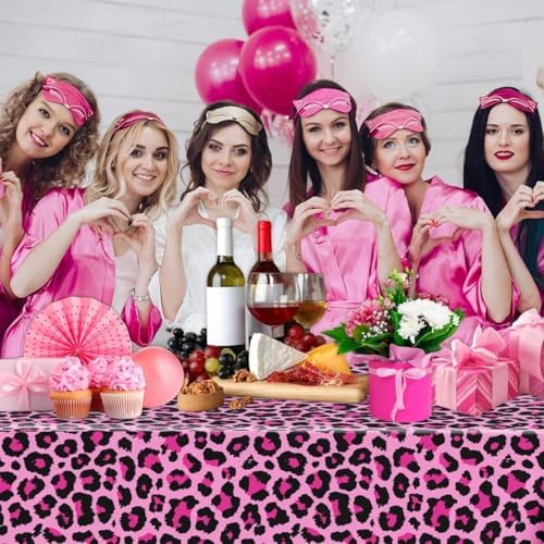 3Pcs Pink Leopard Tablecloth Set for Birthday Parties