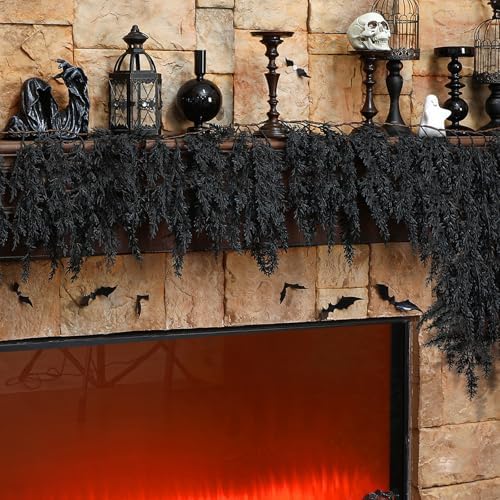 XunYee 6 Foot Black Halloween Garland for Home Decor