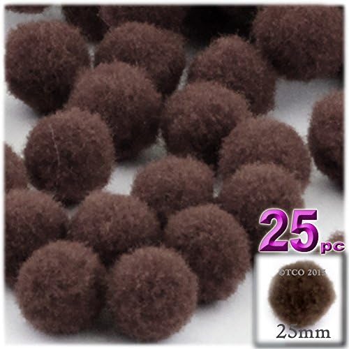 The Crafts Outlet 25-Piece Coffee Brown Pom Poms