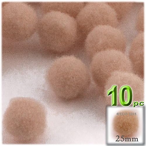The Crafts Outlet 10-Piece Tan Acrylic Pom Poms