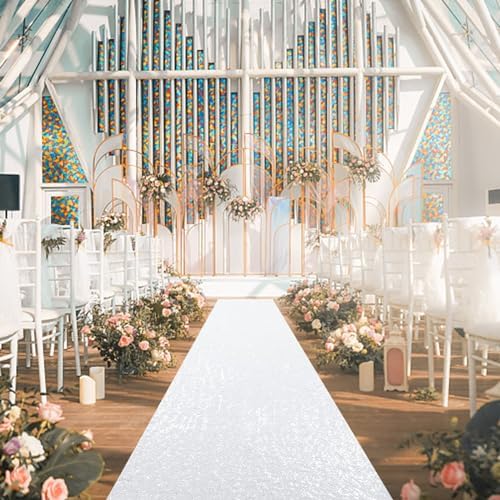 PartyDelight Sequin Wedding Aisle Runner 2FTx15FT Sparkly Carpet Decor
