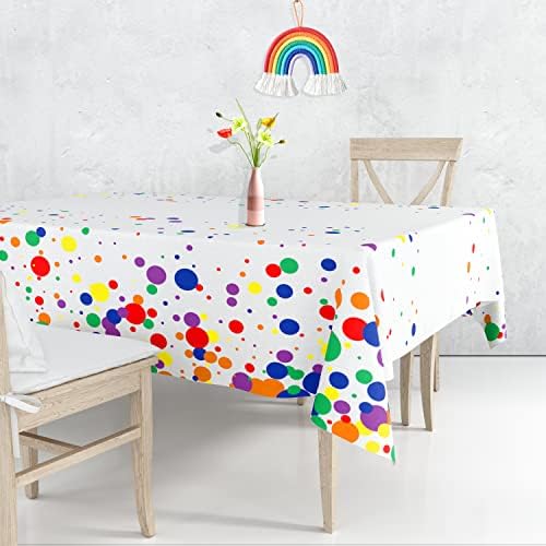 Rainbow Dot Tablecloth 54x108 Inch Polyester Party Cover