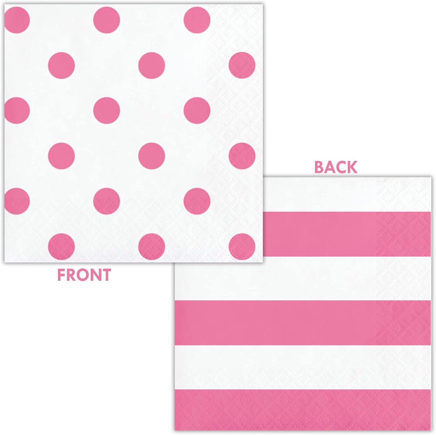 Pink Party Supplies - Polka Dots and Stripes Set of 16
