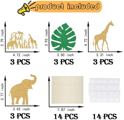 12 Pcs Wild Two Centerpiece Sticks for 2nd Birthday