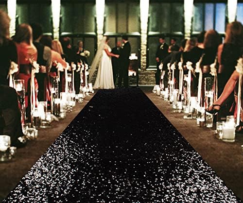 ShiDianYi Black Glitter Sequin Aisle Runner 15FT Wedding Carpet