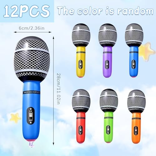 12PCS Inflatable Microphones Assorted Colors