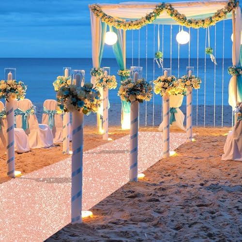 Rose Gold Sequin Aisle Runner Rug 2ft x 15ft