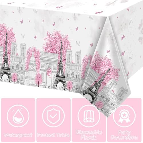 ZOIIWA 3 Piece Paris Eiffel Tower Tablecloths