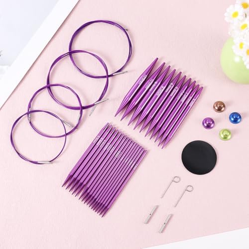 40pcs Interchangeable Circular Knitting Needles Set with Cables and Accessories