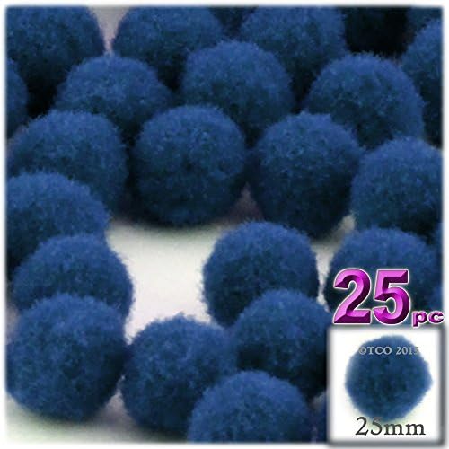 The Crafts Outlet 25-Piece Multi Purpose Pom Poms Neon Orange 25mm Round Acrylic