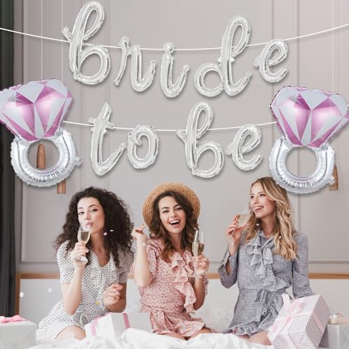 Bachelorette Party Balloons Silver Diamond Ring Bridal Shower Decor