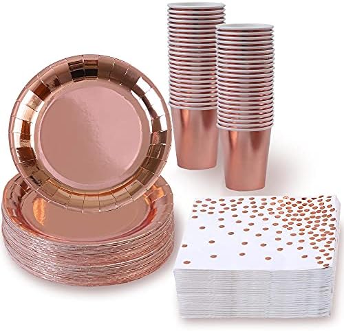 Rose Gold Party Supplies for 50 Guests