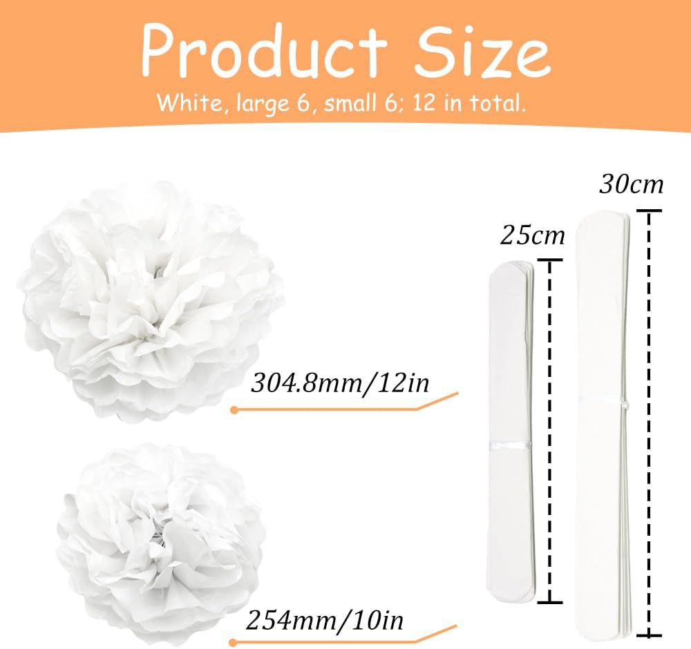 Yosawa 12 Pcs Tissue Paper Pom Poms Flowers Decorations