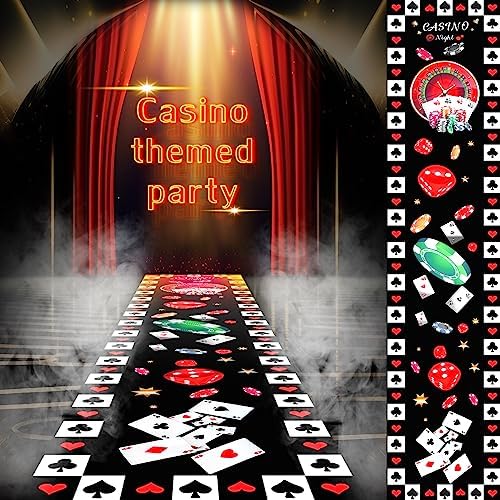 Thyle Casino Red and Black Carpet Runner Rug for Party Aisle