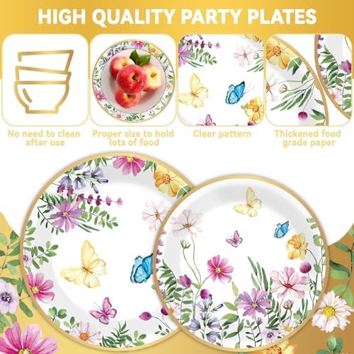 96 Pcs Wildflower Party Decorations for 24 Guests