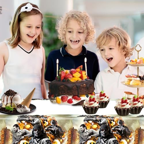2Pcs Call Duty Birthday Tablecloth Disposable Cover for Kids Boy Baby Shower 70X42 Rectangular