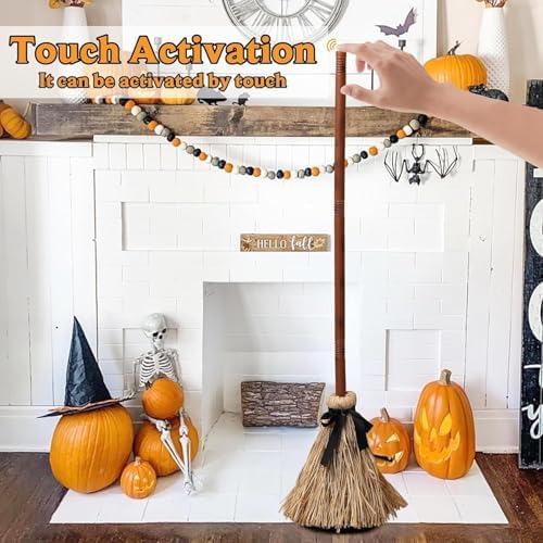 Animated Motion-Activated Floating Broom Halloween Decor