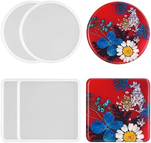 4 PCS Resin Coaster Molds Set for DIY Projects
