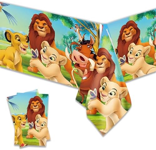 Omto 2Pcs Lion King Tablecloth Disposable Tablecover for Birthday Party Supplies