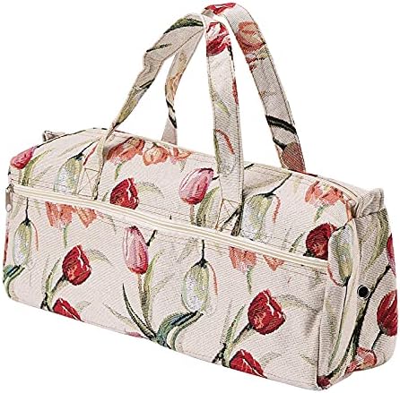 Rose Jacquard Knitting Tote Bag with Large Capacity