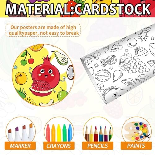 ZOIIWA Giant Summer Fruit Coloring Poster for Kids
